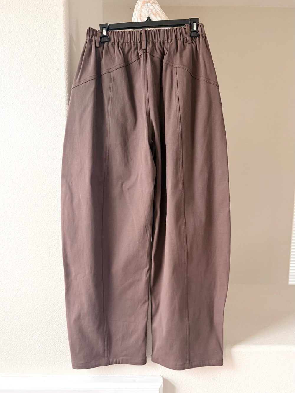 New! ELEH Brown Barrel Leg Wide Leg Cotton Pants Elastic Waist IT 40 US 4 - Picture 4 of 10